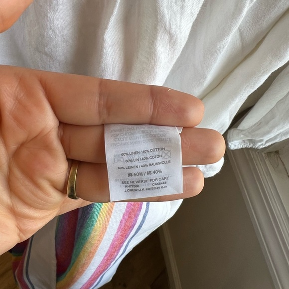 J Crew Linen Midi Dress White Rainbow Stripe | Large - Picture 8 of 10